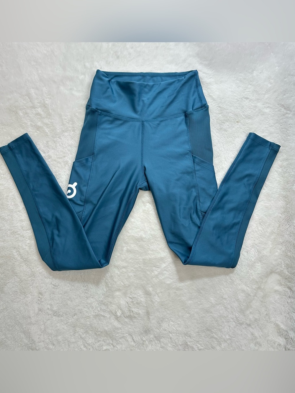 Peloton High Rise "Show Up" Pocket Leggings Teal Blue Medium